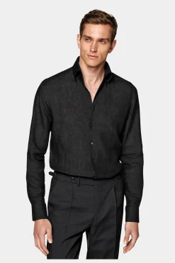 SUITSUPPLY Hemd Dunkelgrau Slim Fit-Männlich Casual Hemden