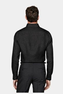 SUITSUPPLY Hemd Dunkelgrau Slim Fit-Männlich Casual Hemden