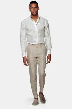 SUITSUPPLY Hemd Hellbraun Gestreift Slim Fit-Männlich Casual Hemden