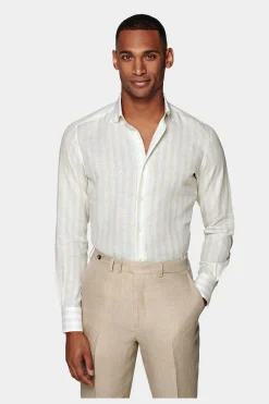 SUITSUPPLY Hemd Hellbraun Gestreift Slim Fit-Männlich Casual Hemden