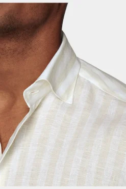 SUITSUPPLY Hemd Hellbraun Gestreift Slim Fit-Männlich Casual Hemden