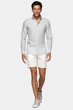 SUITSUPPLY Hemd Hellgrau Slim Fit-Männlich Casual Hemden