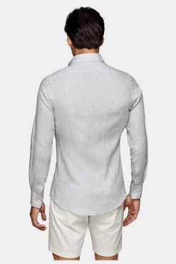 SUITSUPPLY Hemd Hellgrau Slim Fit-Männlich Casual Hemden