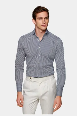 SUITSUPPLY Hemd Navy Gestreift Extra Slim Fit-Männlich Klassische Hemden