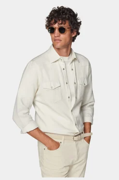 SUITSUPPLY Hemd Off-White Slim Fit-Männlich Casual Hemden