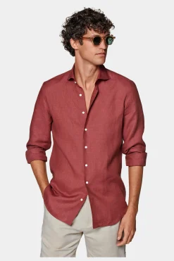 SUITSUPPLY Hemd Rot Slim Fit-Männlich Casual Hemden