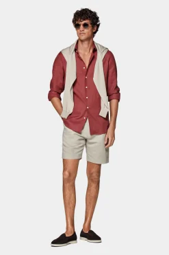 SUITSUPPLY Hemd Rot Slim Fit-Männlich Casual Hemden