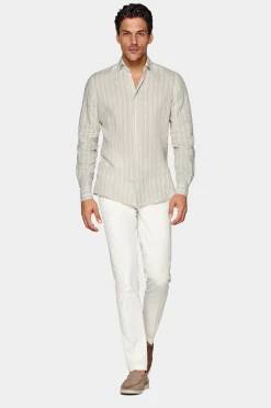 SUITSUPPLY Hemd Sand Slim Fit-Männlich Leinenhemden