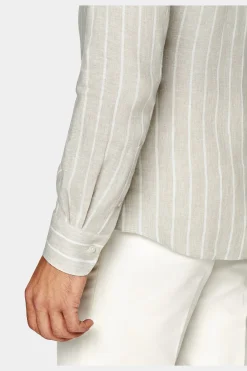 SUITSUPPLY Hemd Sand Slim Fit-Männlich Leinenhemden