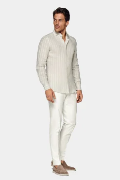 SUITSUPPLY Hemd Sand Slim Fit-Männlich Leinenhemden
