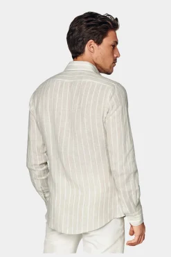 SUITSUPPLY Hemd Sand Slim Fit-Männlich Leinenhemden