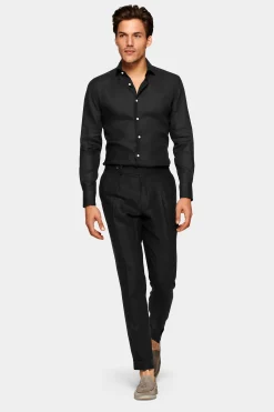 SUITSUPPLY Hemd Schwarz Slim Fit-Männlich Casual Hemden