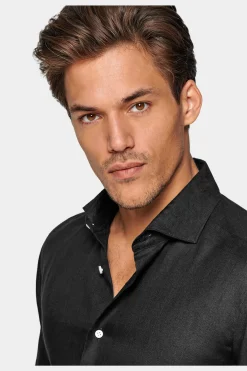 SUITSUPPLY Hemd Schwarz Slim Fit-Männlich Casual Hemden