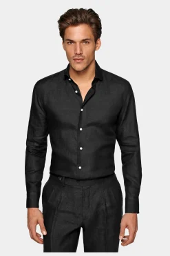 SUITSUPPLY Hemd Schwarz Slim Fit-Männlich Casual Hemden