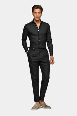 SUITSUPPLY Hemd Schwarz Slim Fit-Männlich Casual Hemden
