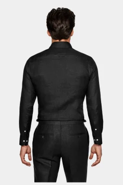 SUITSUPPLY Hemd Schwarz Slim Fit-Männlich Casual Hemden