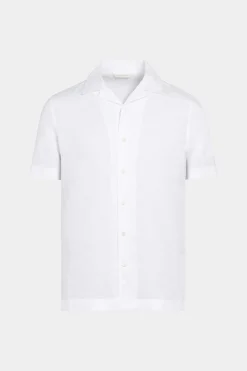 SUITSUPPLY Hemd Weiss Campkragen Slim Fit-Männlich Leinenhemden