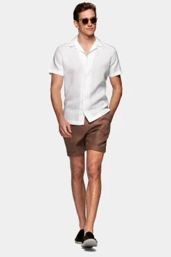 SUITSUPPLY Hemd Weiss Campkragen Slim Fit-Männlich Casual Hemden