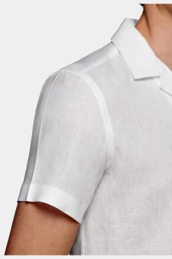 SUITSUPPLY Hemd Weiss Campkragen Slim Fit-Männlich Casual Hemden