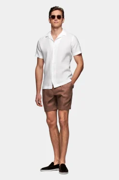 SUITSUPPLY Hemd Weiss Campkragen Slim Fit-Männlich Casual Hemden
