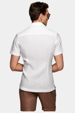 SUITSUPPLY Hemd Weiss Campkragen Slim Fit-Männlich Casual Hemden