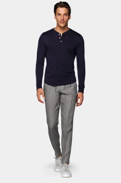 SUITSUPPLY Henley T-Shirt Navy-Männlich T-Shirts