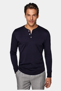 SUITSUPPLY Henley T-Shirt Navy-Männlich T-Shirts