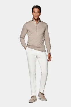 SUITSUPPLY Jersey Hemd Hellbraun Extra Slim Fit-Männlich Casual Hemden