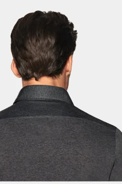 SUITSUPPLY Jersey-Popover Grau Extra Slim Fit-Männlich Casual Hemden