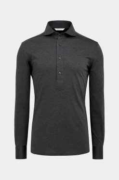 SUITSUPPLY Jersey-Popover Grau Extra Slim Fit-Männlich Casual Hemden