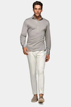 SUITSUPPLY Jersey-Popover Grau Extra Slim Fit-Männlich Casual Hemden