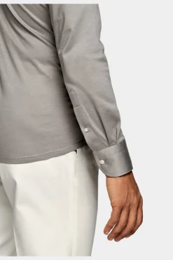 SUITSUPPLY Jersey-Popover Grau Extra Slim Fit-Männlich Casual Hemden