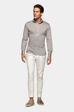 SUITSUPPLY Jersey-Popover Grau Extra Slim Fit-Männlich Casual Hemden
