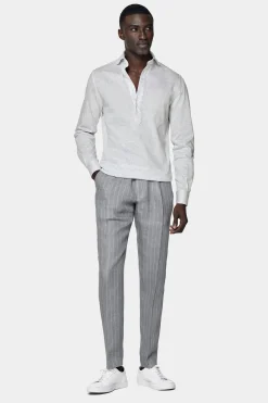 SUITSUPPLY Jersey-Popover Hellgrau Extra Slim Fit-Männlich Casual Hemden
