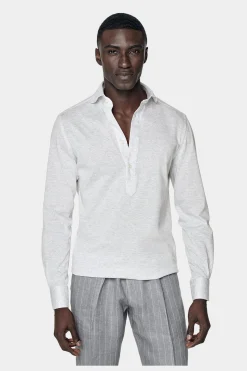 SUITSUPPLY Jersey-Popover Hellgrau Extra Slim Fit-Männlich Casual Hemden