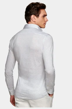 SUITSUPPLY Jersey-Popover Hellgrau Extra Slim Fit-Männlich Casual Hemden
