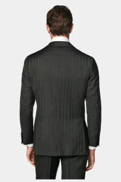 SUITSUPPLY Lazio Anzug Dreiteiler Dunkelgrün Fischgrätmuster-Männlich Business Anzüge