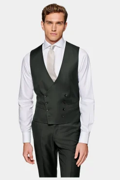 SUITSUPPLY Lazio Anzug Dreiteiler Dunkelgrün-Männlich Business Anzüge