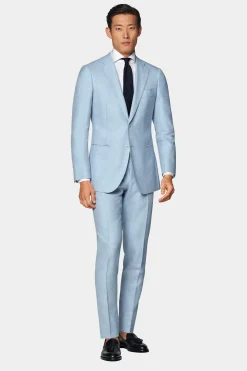 SUITSUPPLY Lazio Anzug Dreiteiler Hellblau-Männlich Hochzeitsanzüge