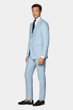 SUITSUPPLY Lazio Anzug Dreiteiler Hellblau-Männlich Hochzeitsanzüge