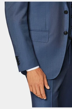 SUITSUPPLY Lazio Anzug Dreiteiler Mittelblau-Männlich Business Anzüge