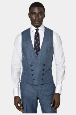 SUITSUPPLY Lazio Anzug Dreiteiler Mittelblau-Männlich Casual Anzüge