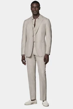 SUITSUPPLY Lazio Anzug Dreiteiler Sand-Männlich Casual Anzüge