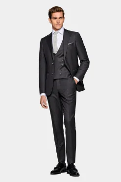SUITSUPPLY Lazio Anzug Dunkelgrau-Männlich Business Anzüge