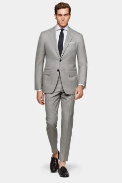SUITSUPPLY Lazio Anzug Hellgrau-Männlich Business Anzüge