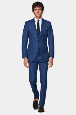 SUITSUPPLY Lazio Anzugsakko Mittelblau-Männlich Anzugsakkos