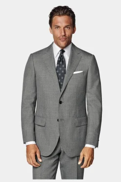 SUITSUPPLY Lazio Ganzjahresanzug Mittelgrau-Männlich Business Anzüge
