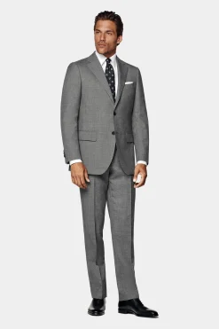 SUITSUPPLY Lazio Ganzjahresanzug Mittelgrau-Männlich Business Anzüge