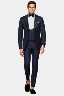 SUITSUPPLY Lazio Smoking Dreiteiler Mittelblau-Männlich Smokings