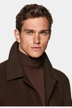 SUITSUPPLY Mantel Dunkelbraun Gürtel-Männlich Elegante Mäntel
